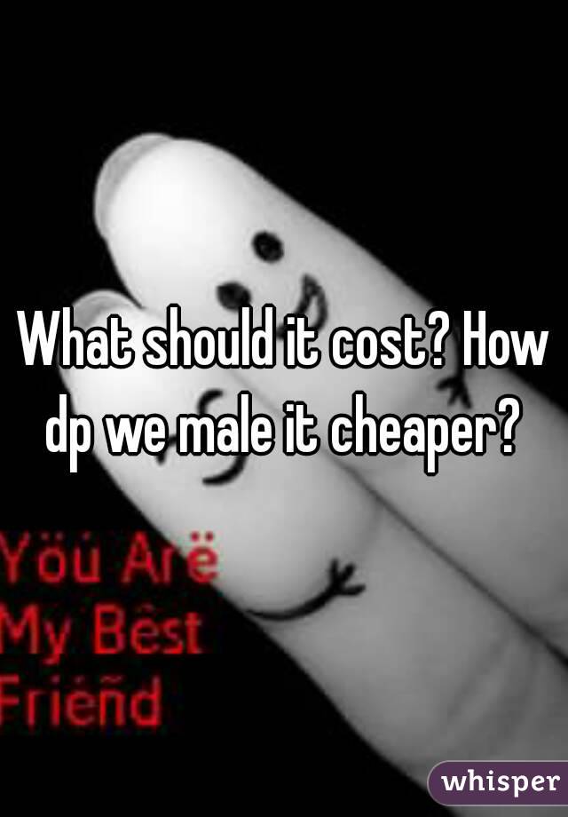 What should it cost? How dp we male it cheaper? 