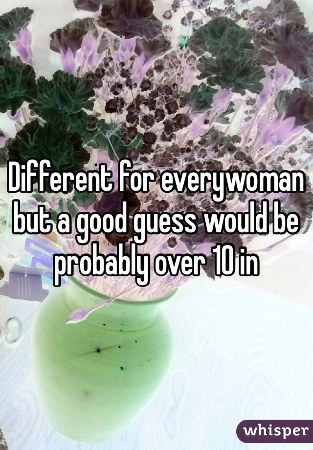 Different for everywoman but a good guess would be probably over 10 in
