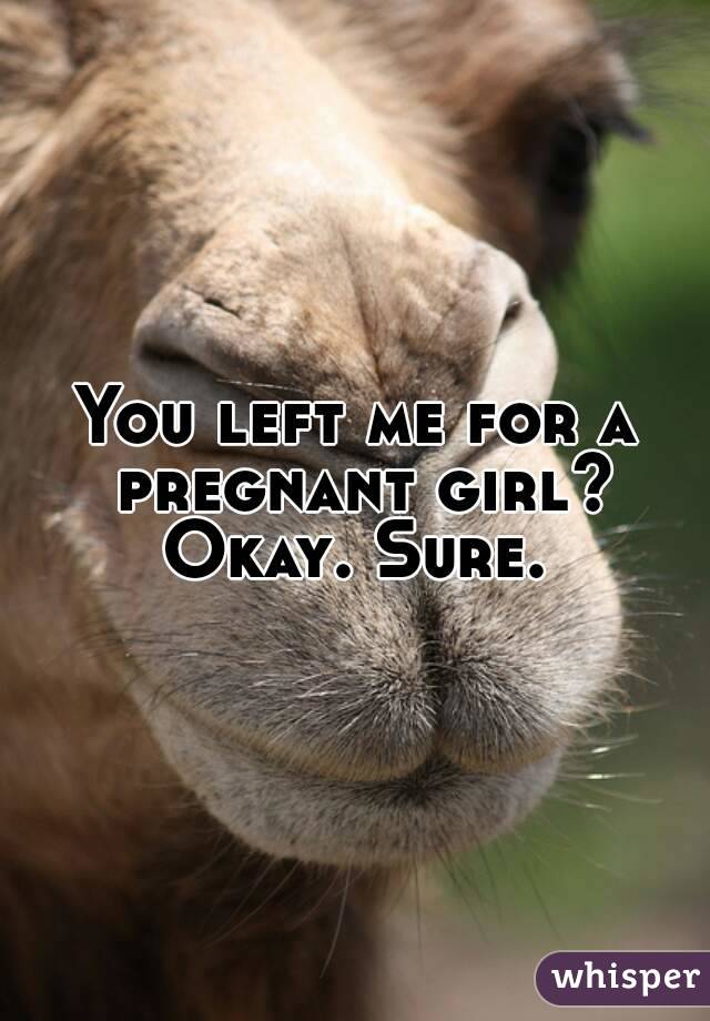 You left me for a pregnant girl? Okay. Sure. 
