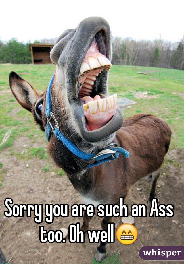 Sorry you are such an Ass too. Oh well😁