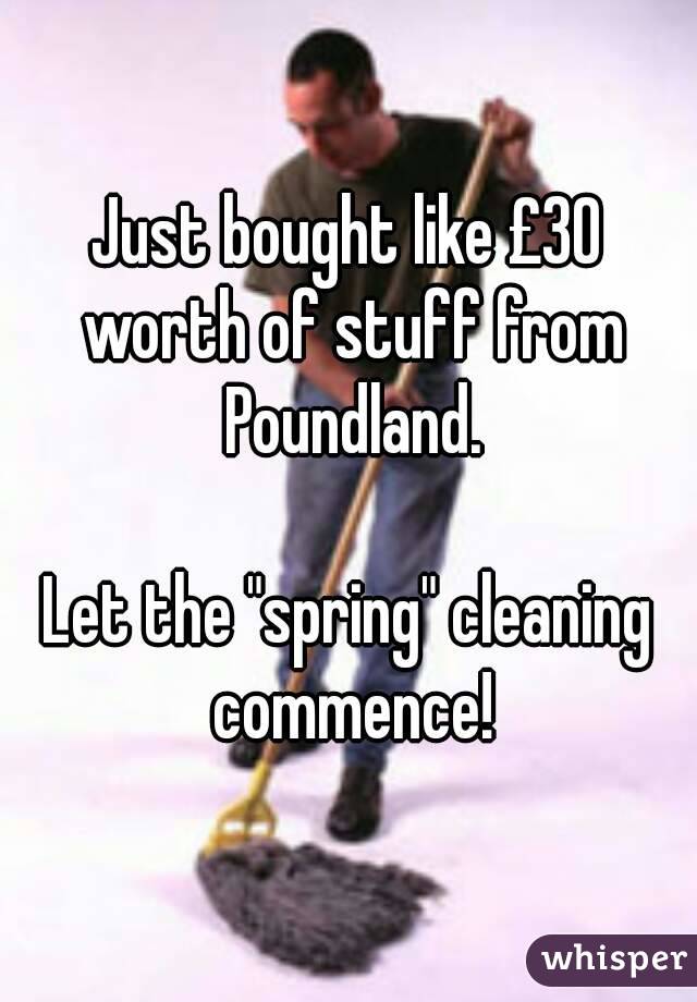 Just bought like £30 worth of stuff from Poundland.

Let the "spring" cleaning commence!