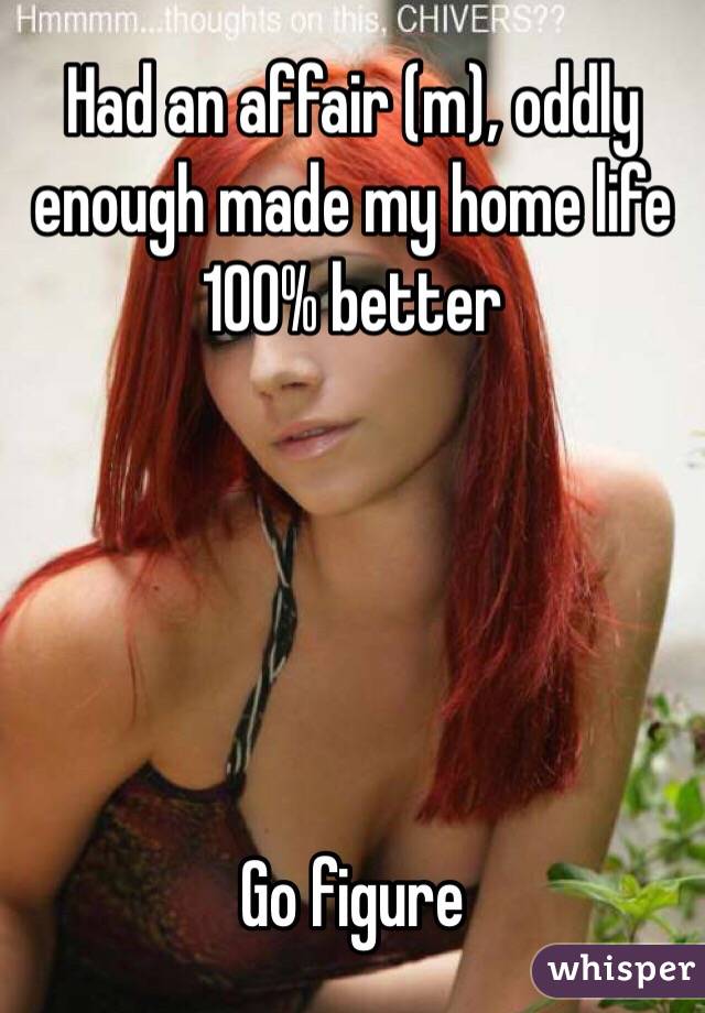 Had an affair (m), oddly enough made my home life 100% better





Go figure