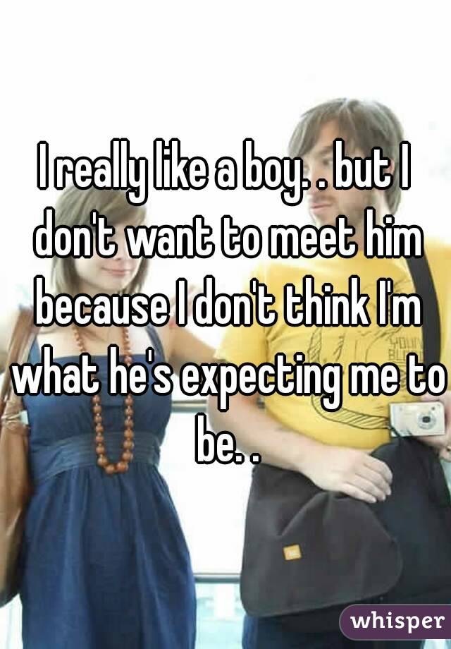 I really like a boy. . but I don't want to meet him because I don't think I'm what he's expecting me to be. .
