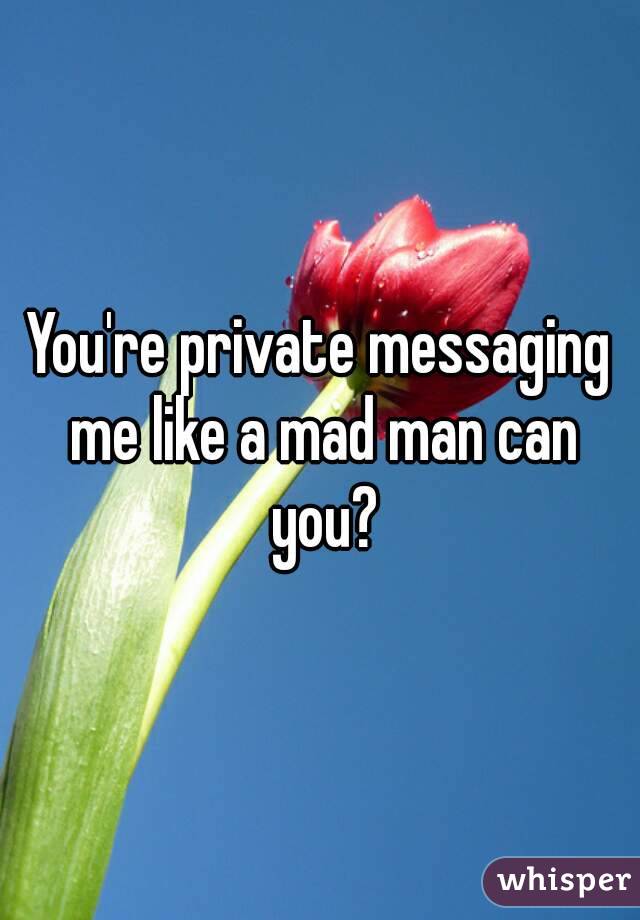 You're private messaging me like a mad man can you?