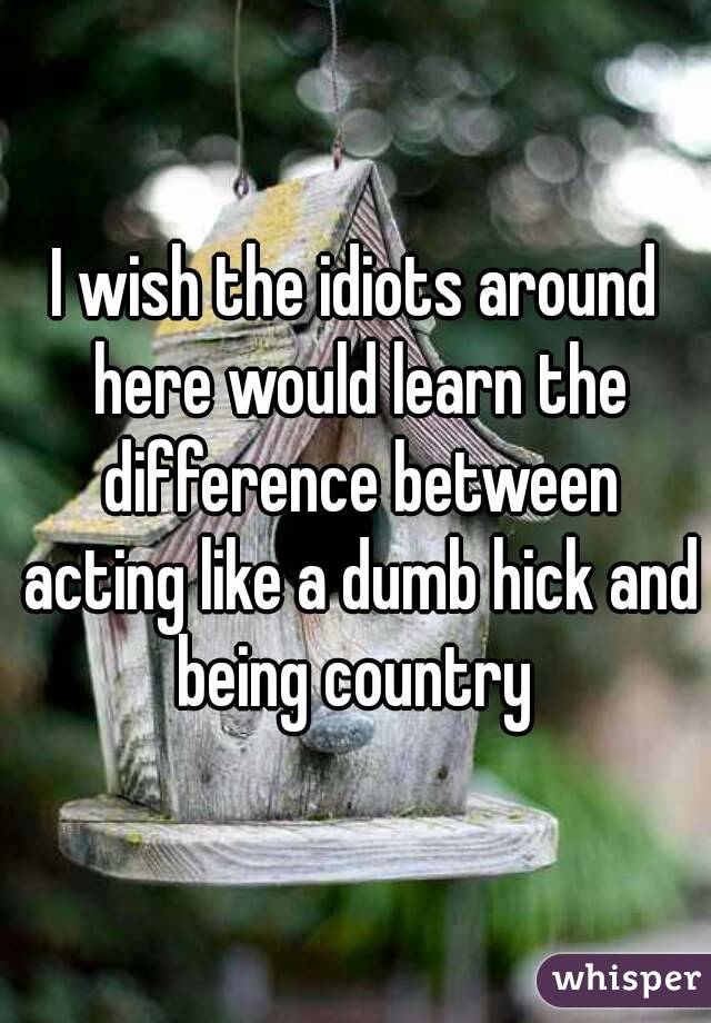 I wish the idiots around here would learn the difference between acting like a dumb hick and being country 