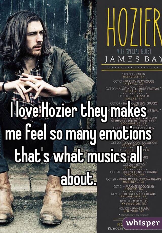 I love Hozier they makes me feel so many emotions that's what musics all about.  