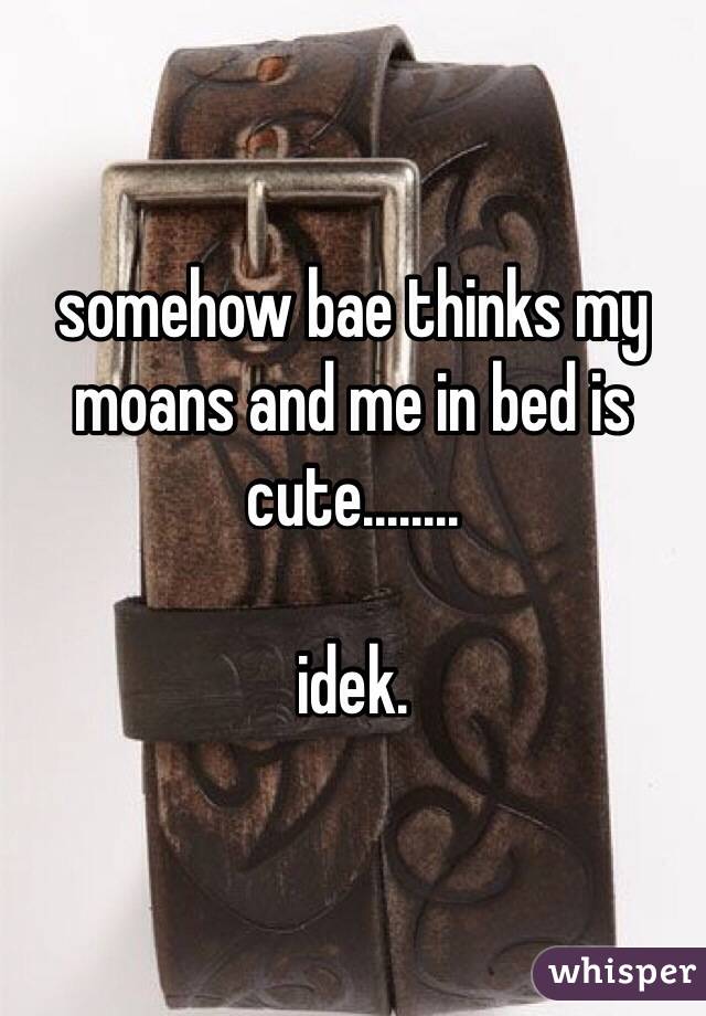 somehow bae thinks my moans and me in bed is cute........

idek.