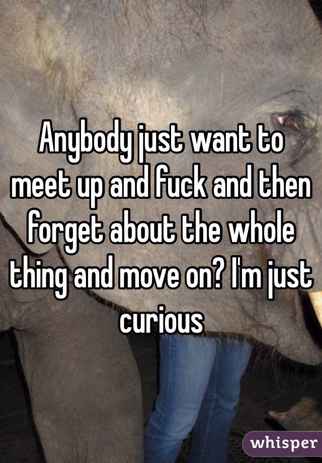 Anybody just want to meet up and fuck and then forget about the whole thing and move on? I'm just curious