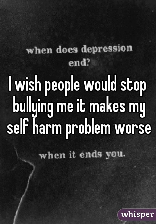 I wish people would stop bullying me it makes my self harm problem worse