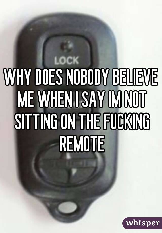 WHY DOES NOBODY BELIEVE ME WHEN I SAY IM NOT SITTING ON THE FUCKING REMOTE