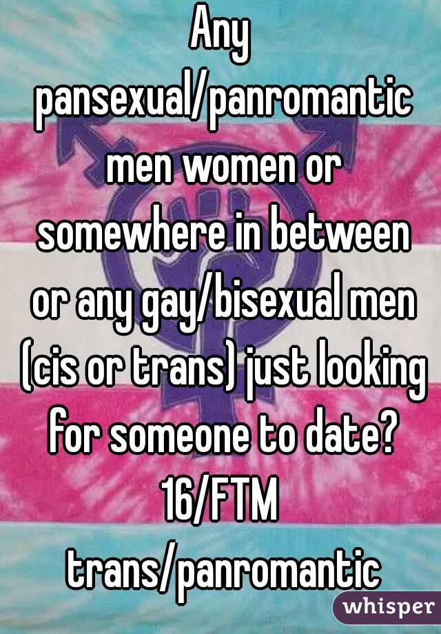 Any pansexual/panromantic men women or somewhere in between or any gay/bisexual men (cis or trans) just looking for someone to date?
16/FTM trans/panromantic