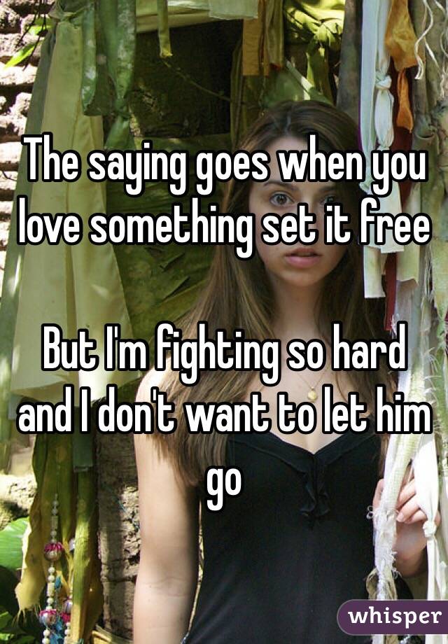 The saying goes when you love something set it free

But I'm fighting so hard and I don't want to let him go