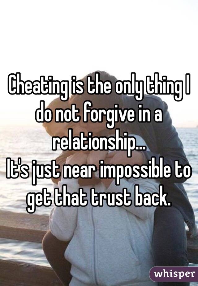 Cheating is the only thing I do not forgive in a relationship...
It's just near impossible to get that trust back. 