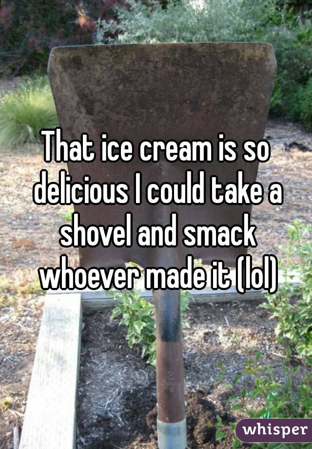 That ice cream is so delicious I could take a shovel and smack whoever made it (lol)