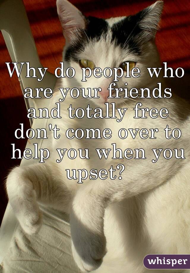 Why do people who are your friends and totally free don't come over to help you when you upset? 