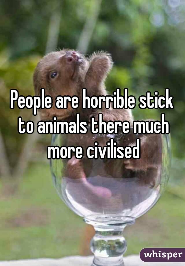 People are horrible stick to animals there much more civilised