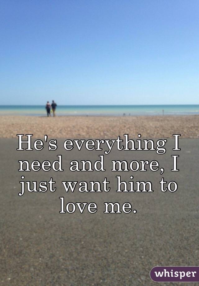 He's everything I need and more, I just want him to love me. 