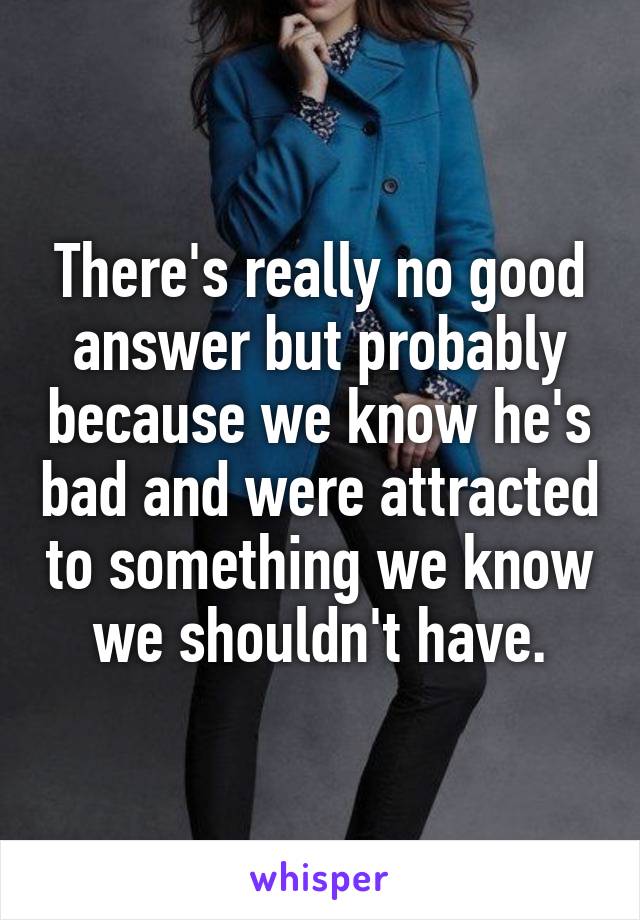 There's really no good answer but probably because we know he's bad and were attracted to something we know we shouldn't have.