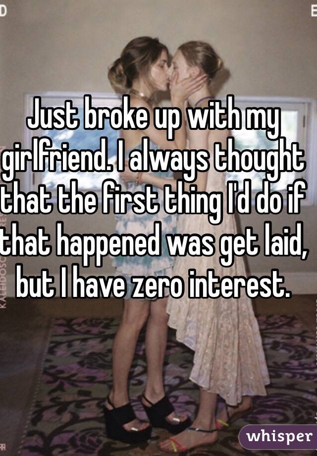 Just broke up with my girlfriend. I always thought that the first thing I'd do if that happened was get laid, but I have zero interest.