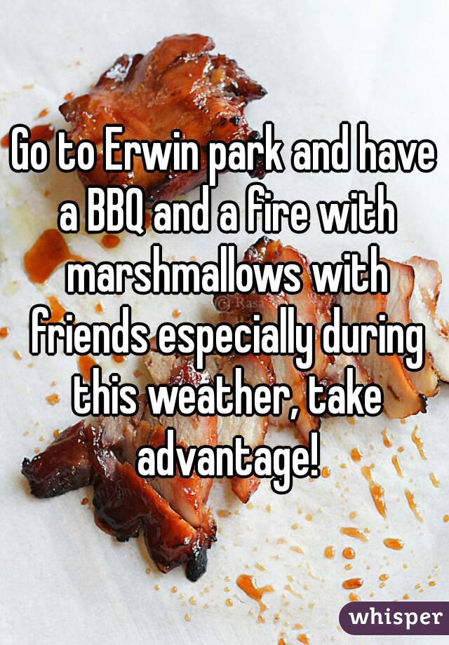 Go to Erwin park and have a BBQ and a fire with marshmallows with friends especially during this weather, take advantage!