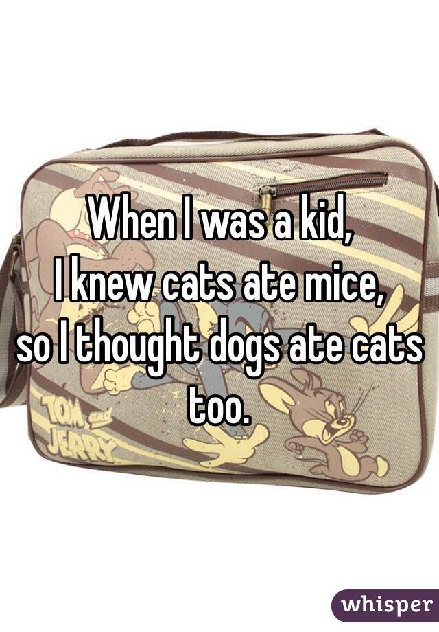 When I was a kid, 
I knew cats ate mice, 
so I thought dogs ate cats too.