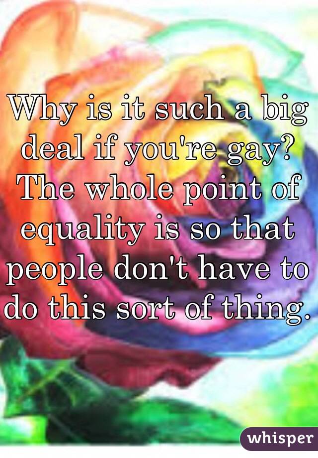 Why is it such a big deal if you're gay? 
The whole point of equality is so that people don't have to do this sort of thing.