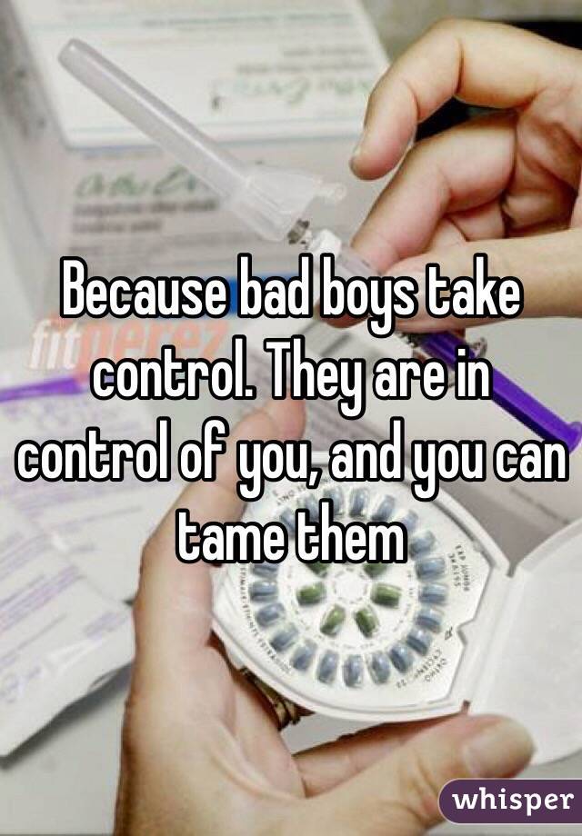 Because bad boys take control. They are in control of you, and you can tame them