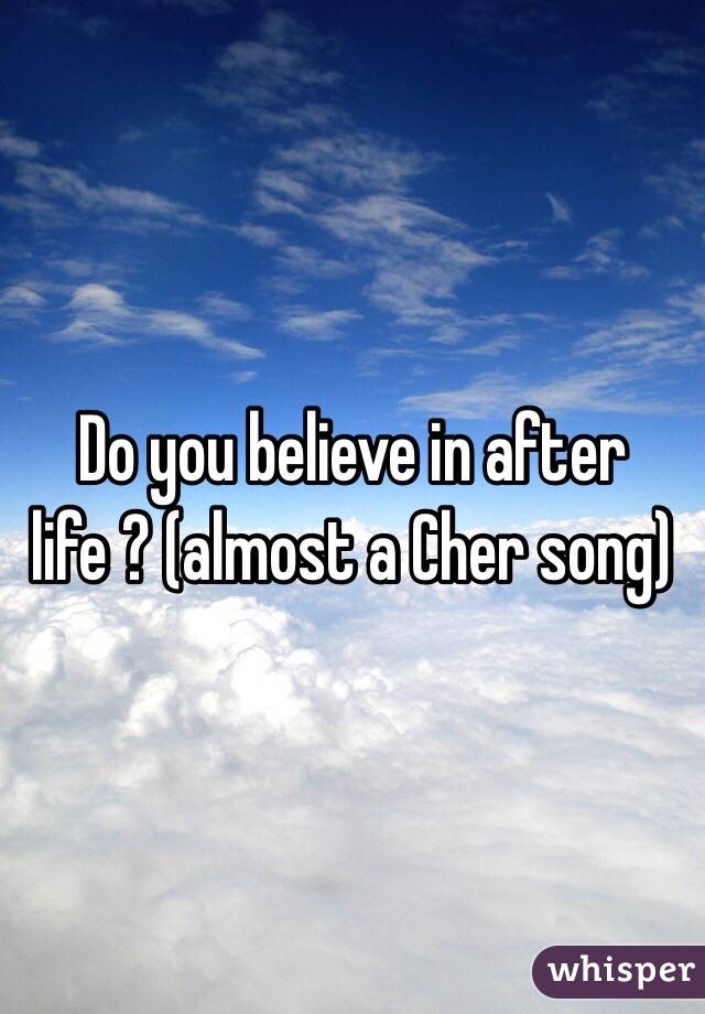 Do you believe in after life ? (almost a Cher song)