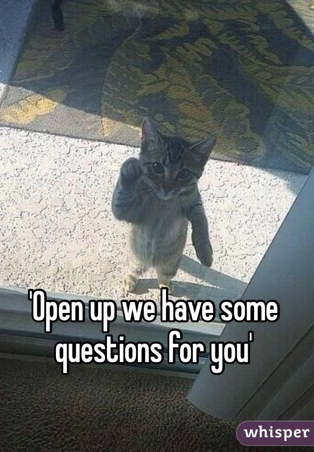 'Open up we have some questions for you'