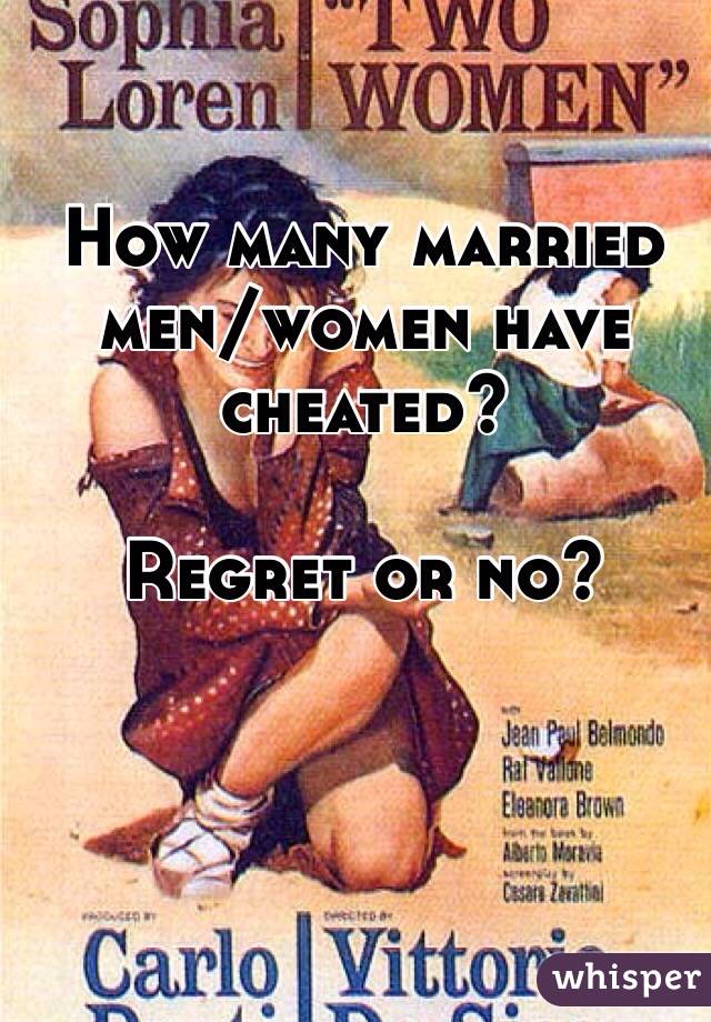 How many married men/women have cheated?

Regret or no? 