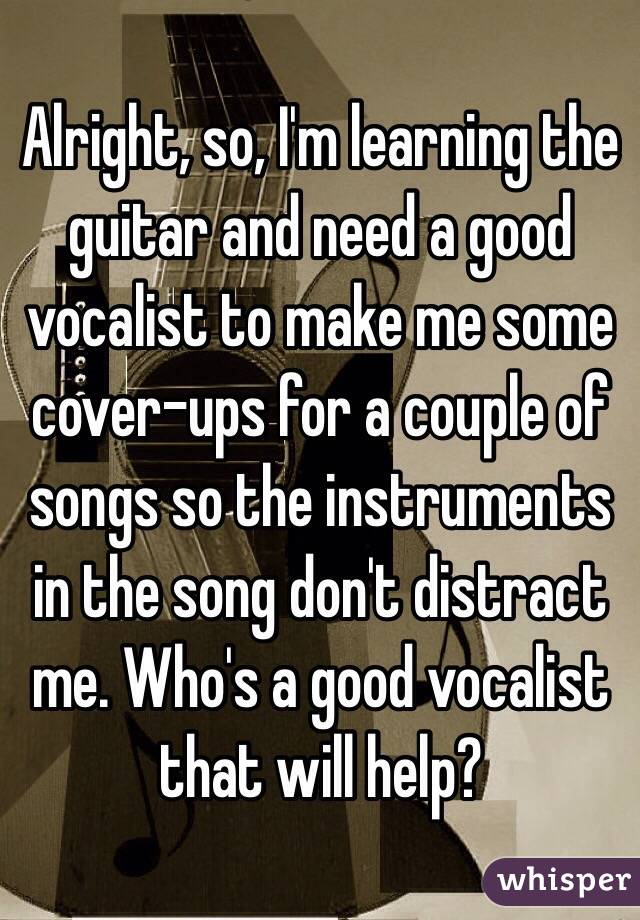 Alright, so, I'm learning the guitar and need a good vocalist to make me some cover-ups for a couple of songs so the instruments in the song don't distract me. Who's a good vocalist that will help?