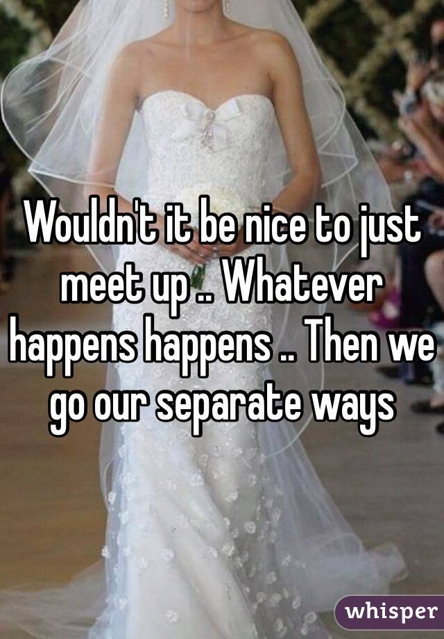 Wouldn't it be nice to just meet up .. Whatever happens happens .. Then we go our separate ways 