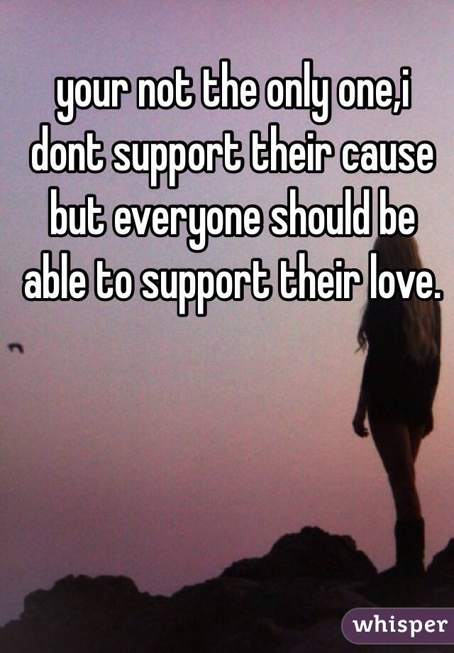 your not the only one,i dont support their cause but everyone should be able to support their love. 