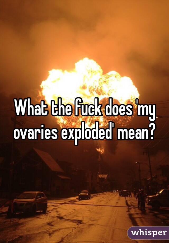 What the fuck does 'my ovaries exploded' mean?