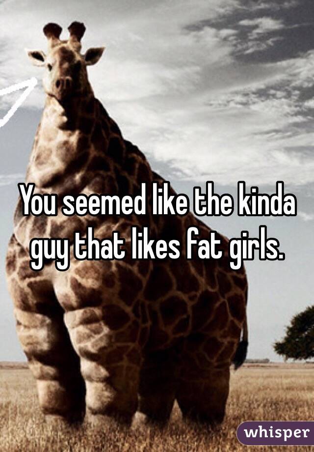 You seemed like the kinda guy that likes fat girls. 