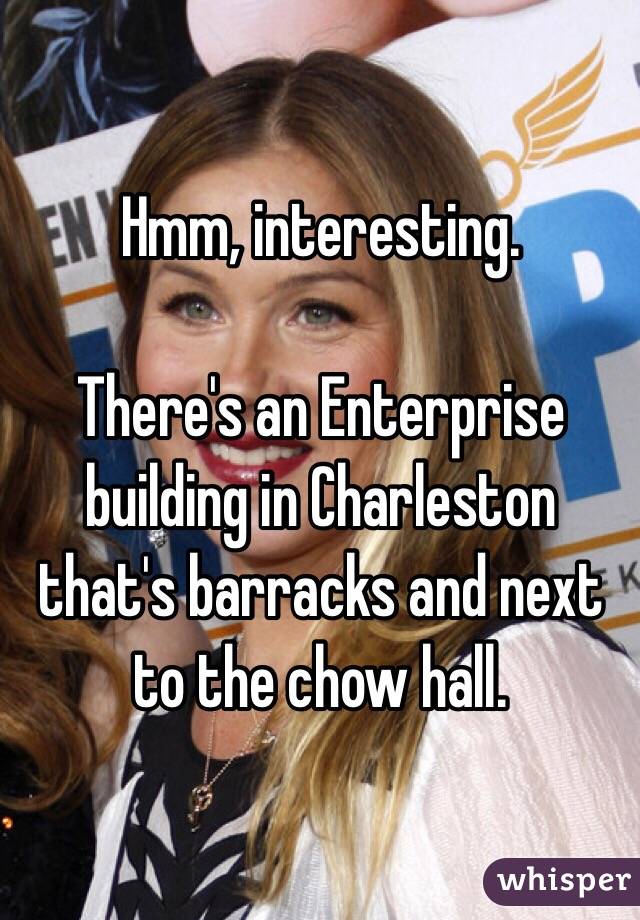 Hmm, interesting.

There's an Enterprise building in Charleston that's barracks and next to the chow hall.