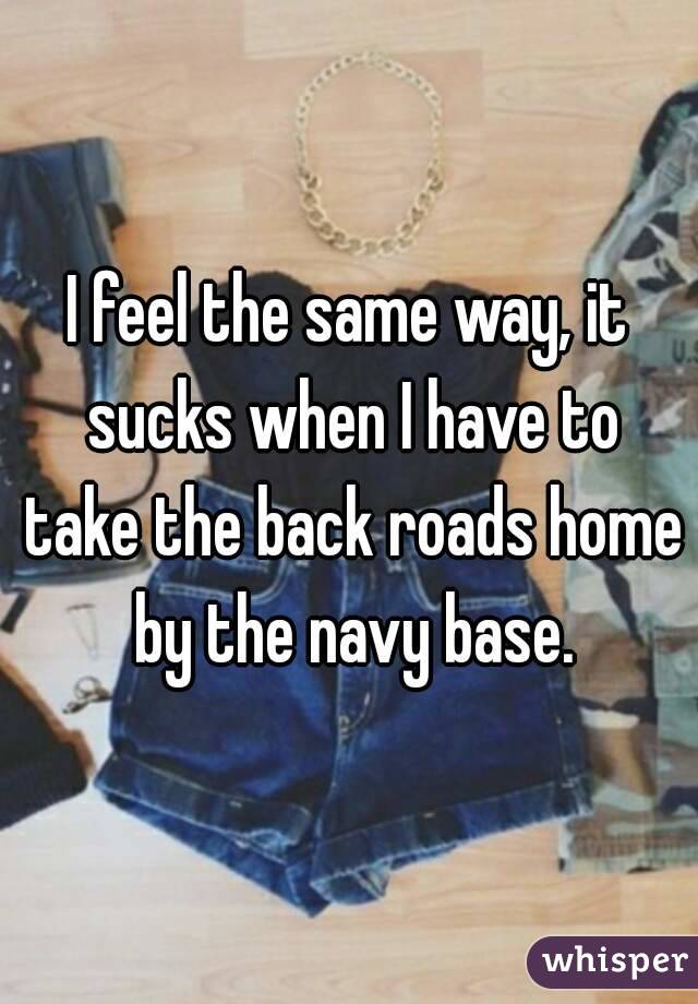 I feel the same way, it sucks when I have to take the back roads home by the navy base.