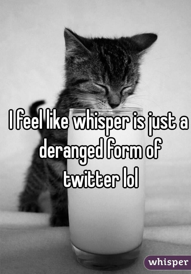 I feel like whisper is just a deranged form of twitter lol