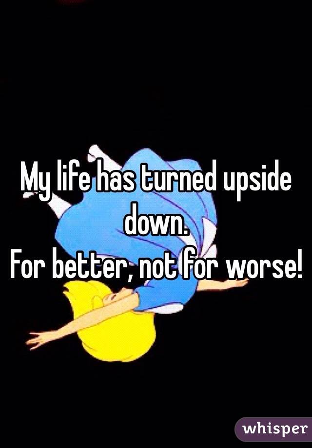 My life has turned upside down.
For better, not for worse!