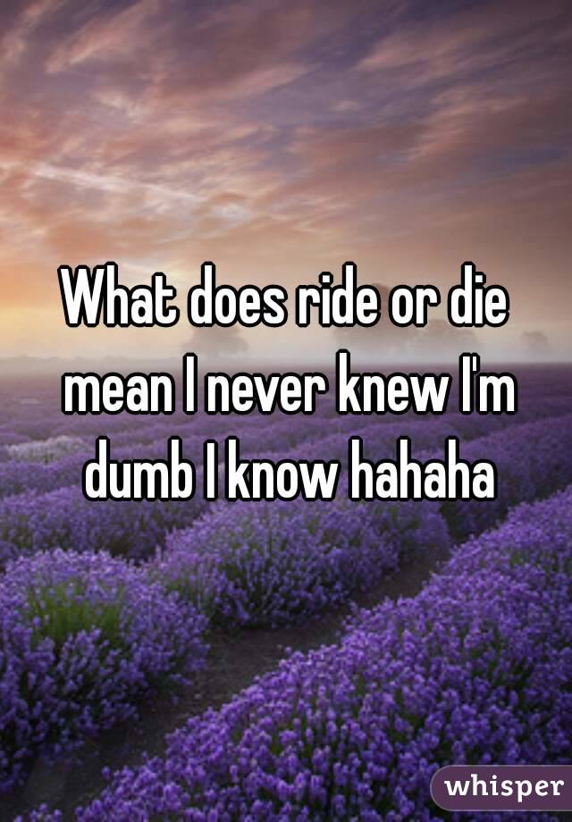 What does ride or die mean I never knew I'm dumb I know hahaha