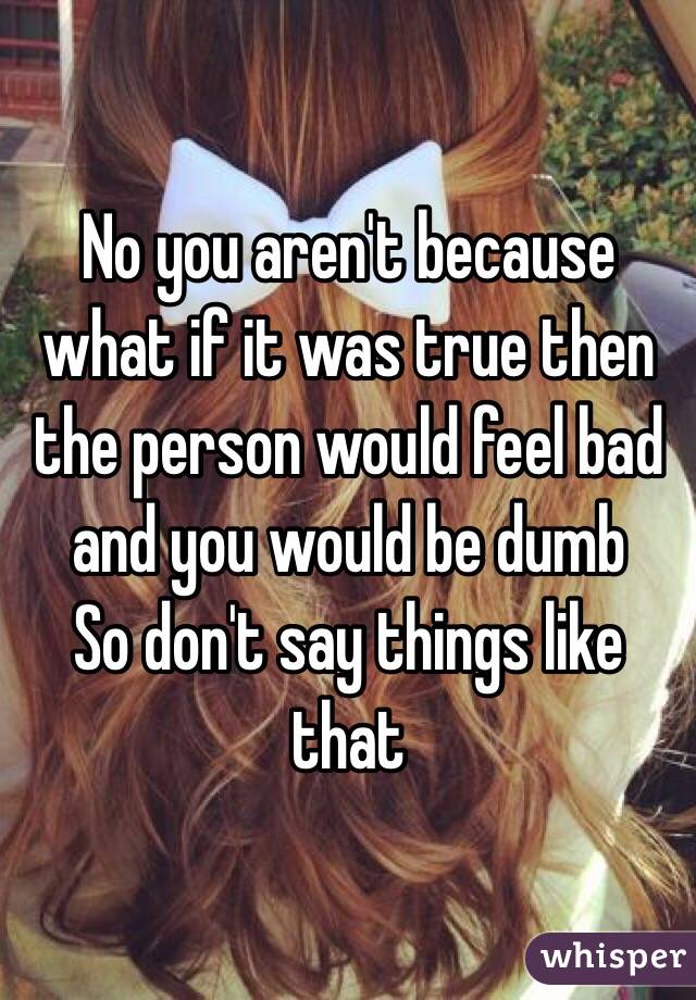 No you aren't because what if it was true then the person would feel bad and you would be dumb 
So don't say things like that 