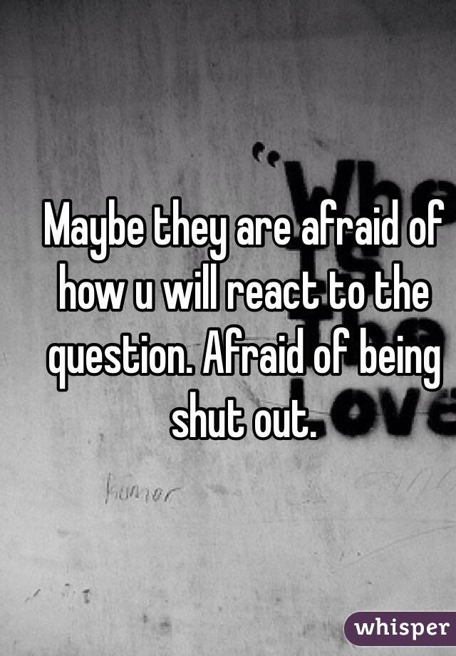 Maybe they are afraid of how u will react to the question. Afraid of being shut out. 