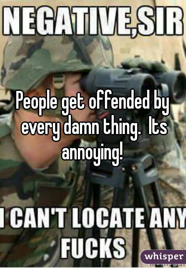 People get offended by every damn thing.  Its annoying! 