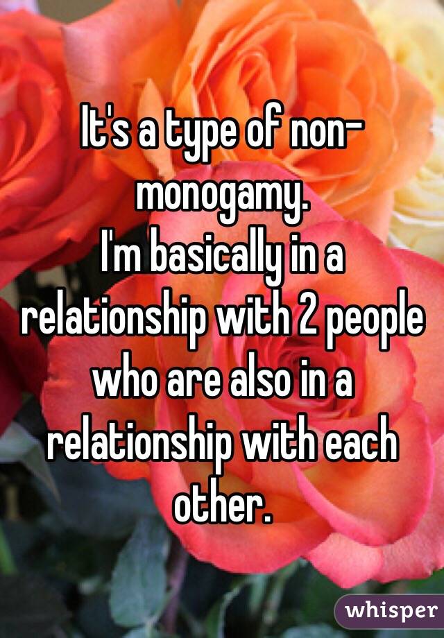 It's a type of non-monogamy. 
I'm basically in a relationship with 2 people who are also in a relationship with each other. 