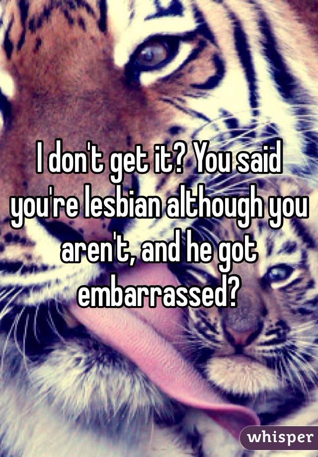 I don't get it? You said you're lesbian although you aren't, and he got embarrassed?