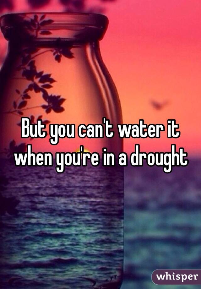 But you can't water it when you're in a drought