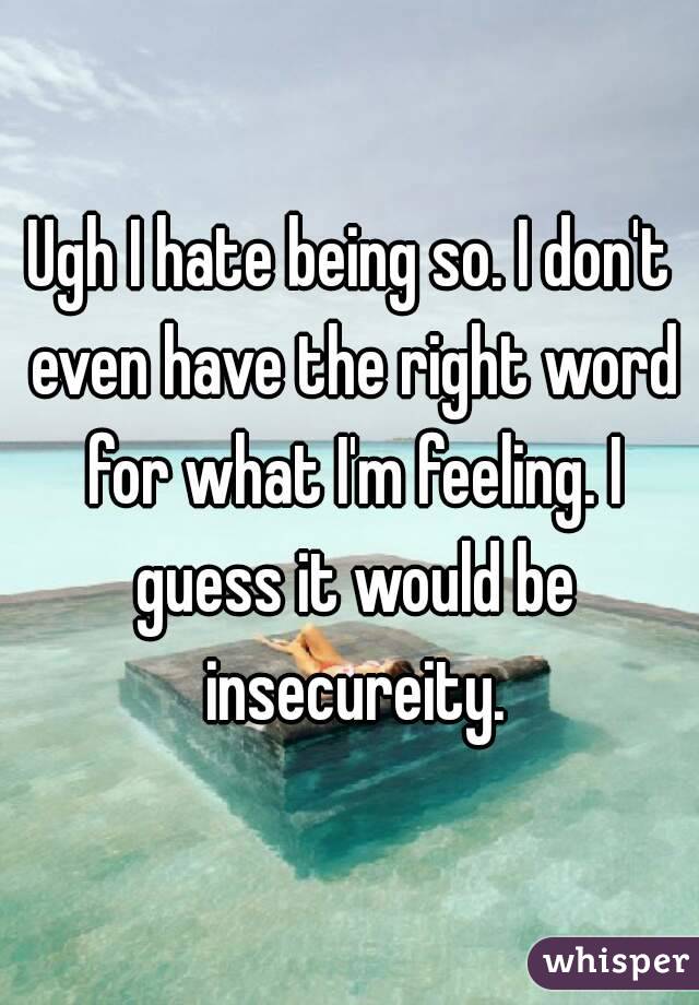 Ugh I hate being so. I don't even have the right word for what I'm feeling. I guess it would be insecureity.