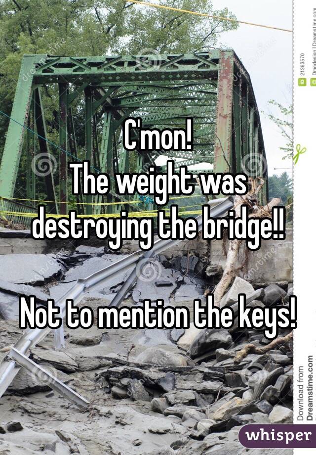 C'mon!
The weight was destroying the bridge!!

Not to mention the keys!