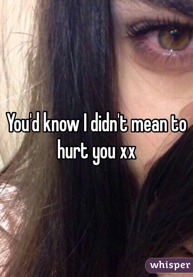 You'd know I didn't mean to hurt you xx