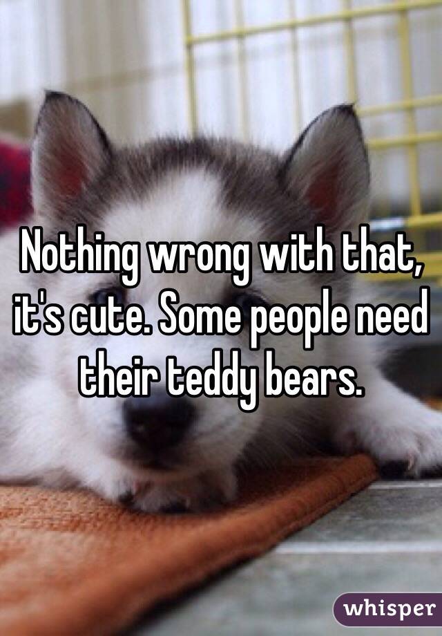 Nothing wrong with that, it's cute. Some people need their teddy bears. 